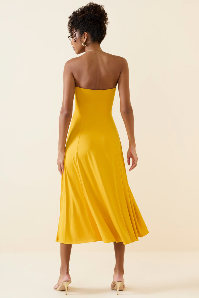 Bandeau Midaxi Dress in Golden Yellow